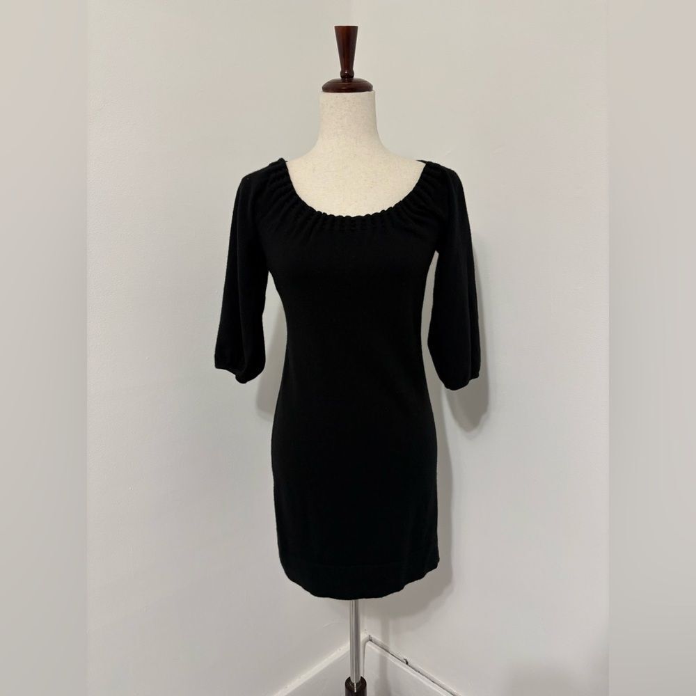 Ann Taylor Black Merino Wool Blend Sweater Dress Sz XS